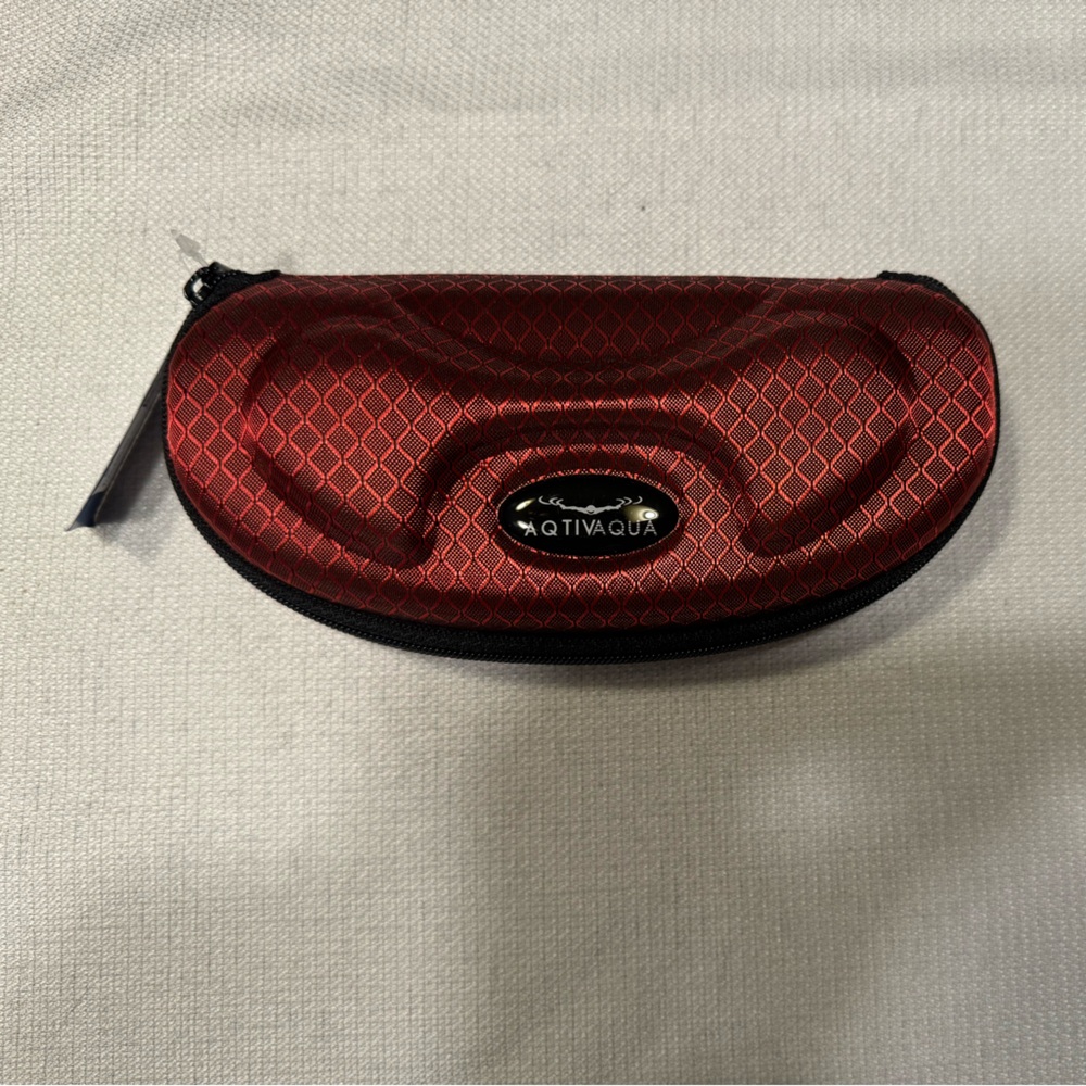 NWT Aqtivaqua Swimming Goggles Case w/Zipper - Red/Black, Wide View